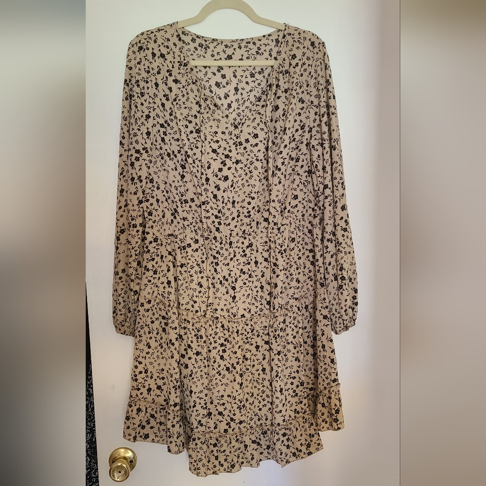 Long sleeve ruffle hem dress
